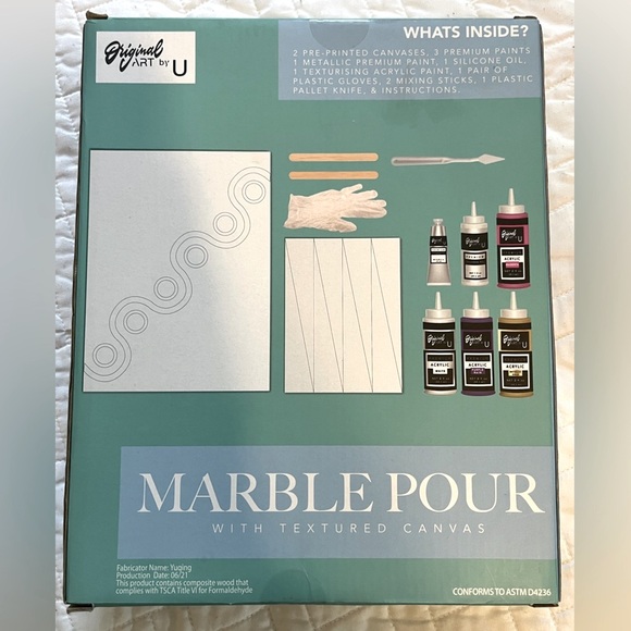 Premium Abstract Pour Paint Kit – Includes 2 Canvases & All Supplies, Unopened - Picture 5 of 9